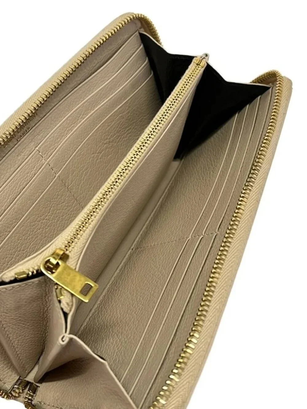 SAINT LAURENT PARIS - 637432 Gray Beige Leather Long Wallet - Picture 3 of 9